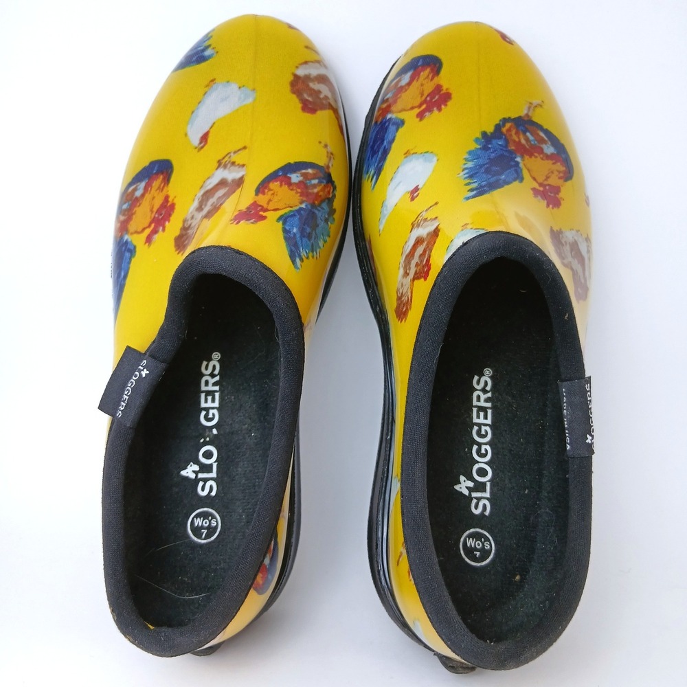 Sloggers Garden Shoes Yellow Rooster Chicken Print Waterproof Clogs 7 Farmcore